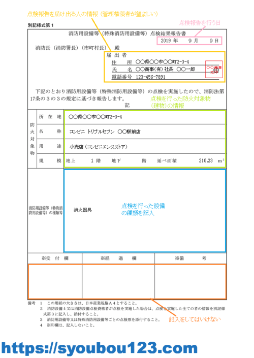 消火器設置届記入例 エクセル 消火器 新規設置 届出 Acoitl 